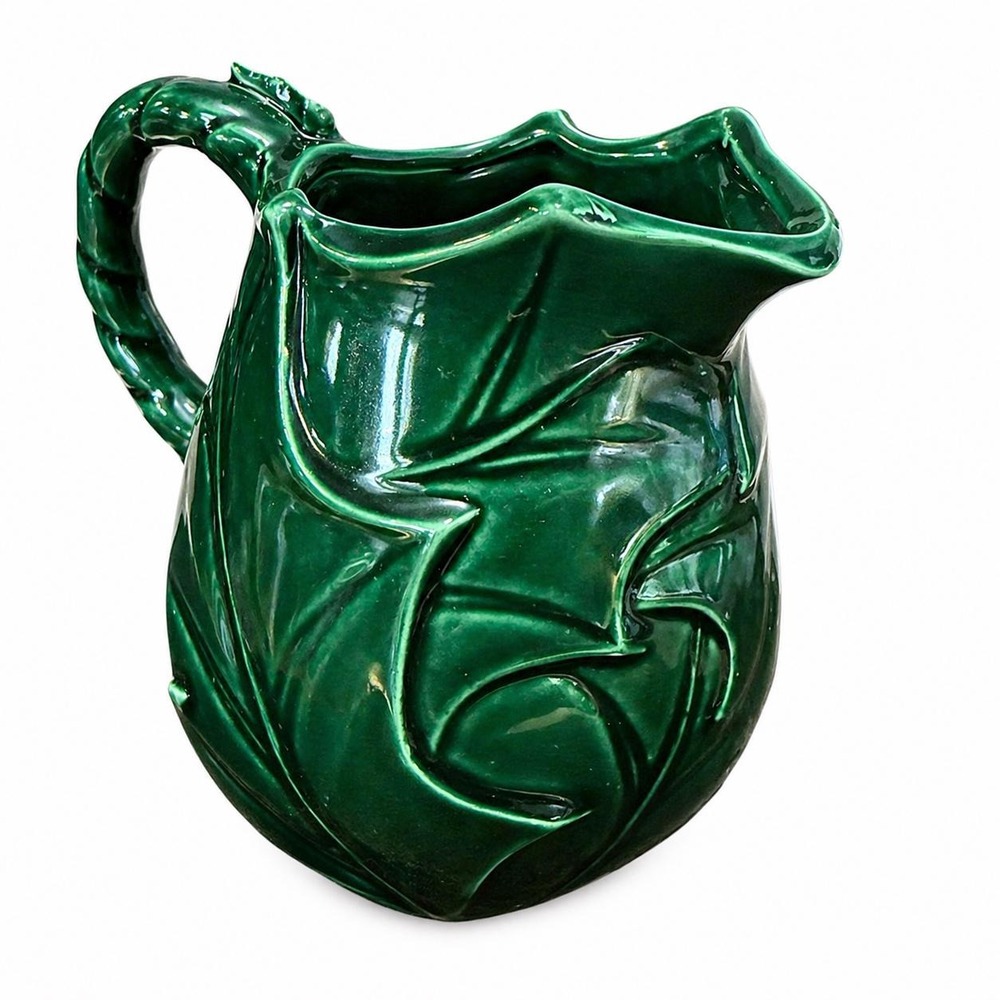 VTG Lefton Holly Berry Creamer Christmas Green Ceramic Japan EUC #4369 - Picture 5 of 10